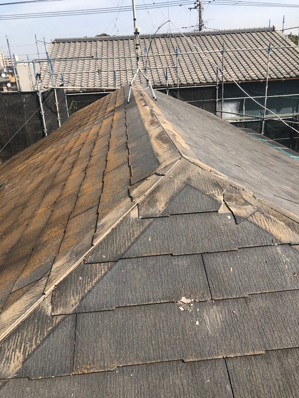千葉県市川市　屋根葺き替え工事　屋根材撤去　工程 (3)